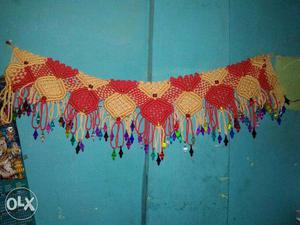 Red And Yellow Knit Curtain Trim