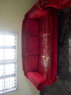 Red Suede 3-seater Sofa