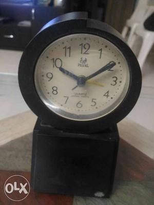 Round Black Wooden Mantle Clock