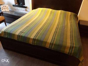 Teak Wood Double Bed with storage; Mattress not included; No