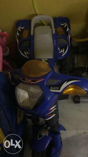 Toddler's Blue And Black Motorcycle Ride On Toy