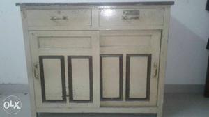 White And Brown orginal Rangoon teak Wooden Cabinet