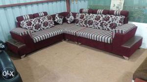 White And Red Cushion Sectional Couch