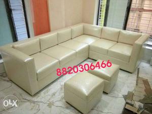 White Sectional Couch With Ottomans