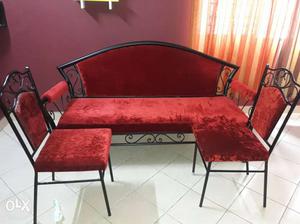 Wrought iron sofa set with velvet finish, 1.5