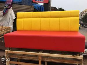 Yellow And Red Leather Couch