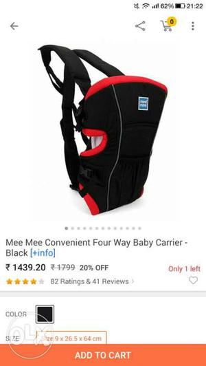 Baby's Black And Red Mee Mee Convenient Four Way Carrier -