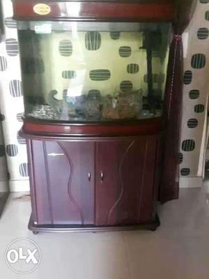 Rectangular Brown Frame Pet Tank With Cabinet