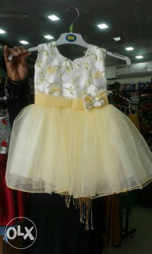 Toddler Girl's White And Yellow Floral Dress