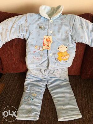 Toddler's Blue And White Pajama Set