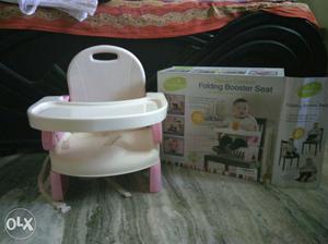 Walker,White And Pink Folding Booster Seat With Box