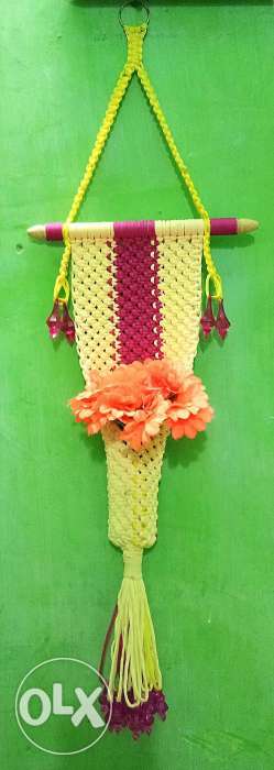Yellow And Purple Knitted Hangig Ornament