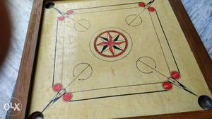 Beige And Brown Wooden Carrom Board