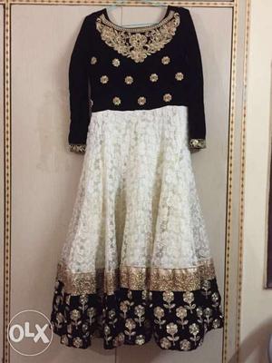 Black And White Anarkali Traditional Dress