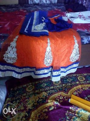 Blue And Orange Sari Traditional Dress