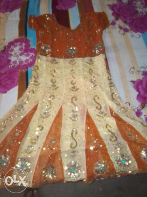 Brown And Gray Glitter Traditional Dress