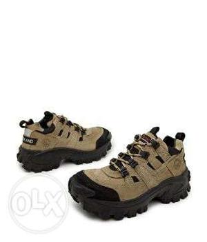 Brown-and-black Leather Hiking Shoes