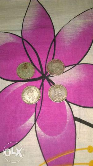 Four one Rupees coin before Independent of India