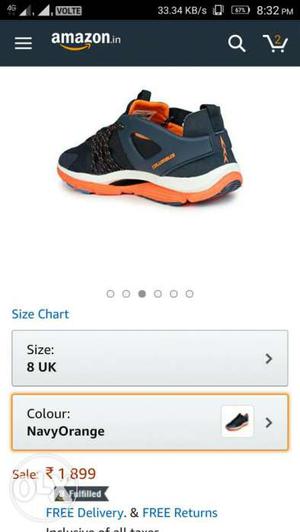Men's Black And Orange Hi-top Shoe