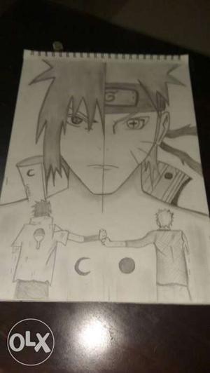 Naruto vs sasuke drawing hand made f