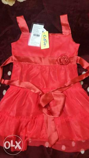 New Red Floral Sleeveless Dress 6 Year