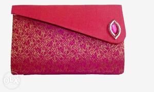 Pink embroidered fabric Wallet