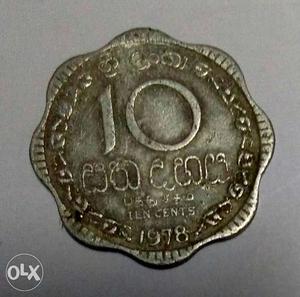 Sri Lanka ten cents coin 