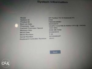 System Information Text