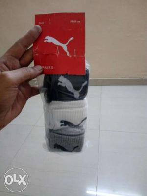 Three Black, White, And Grey Puma Sock With Pack