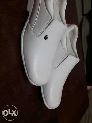 White Branded leather Shoes