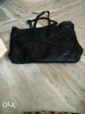 Women's Black Leather Hand Bag