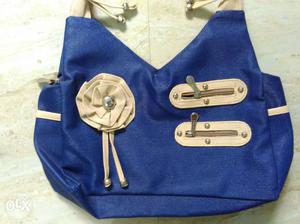 Women's Blue And Brown Shoulder Bag