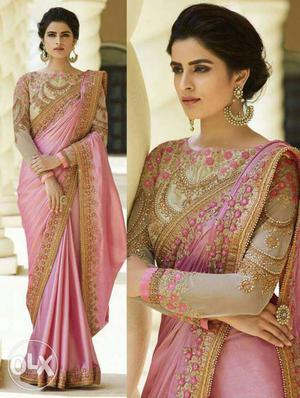 Women's Pink And Gold Sari Traditional Dress