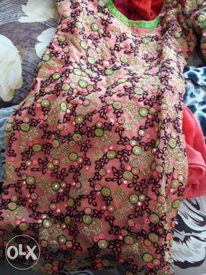 Women's Pink mirror work Salwar suit
