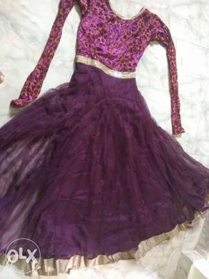 Women's Purple Long-sleeve Dress