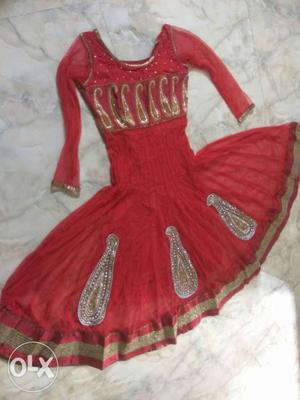 Women's Red And Brown Paisley Traditional Dress