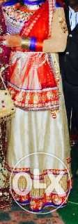Women's White,red And Blue Silk Sari