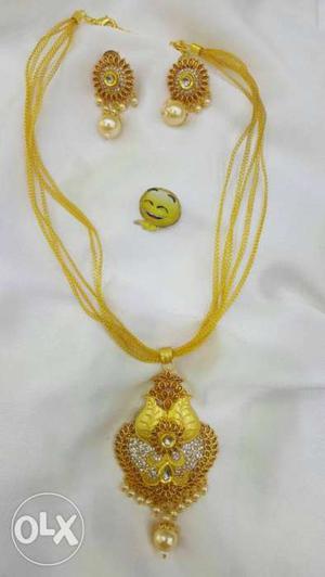 Yellow Necklace And Earrings