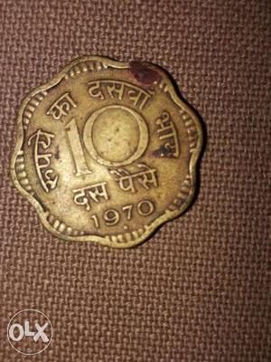 10 Gold Indian Paise Coin