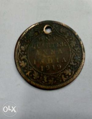 Antique- 1 Quarter Anna India before independence time