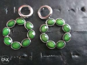 Green And Silver Earrings