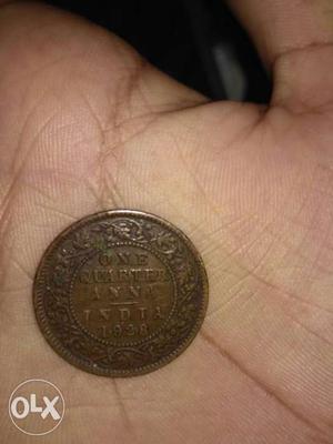 Indian 1 Quarter Anna Coin