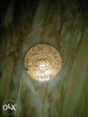 Old Indian coin of 20 paise if interested call on