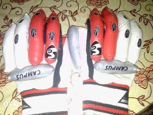 Pair Of White Black And Red Gloves