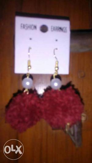 Red And Gold Drop Hook Earrings
