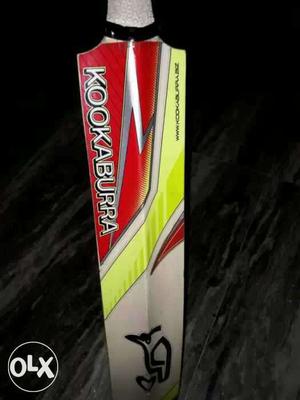 Red, Yellow And Beige Kookaburra Cricket Bat