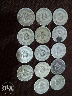 Round Silver-color Coin Lot 25 paisa
