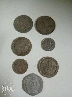 Seven Round Gray Coins