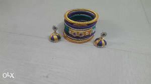 Silk thread bangles with earings set..