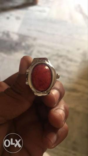 Silver With Red Stone Ring